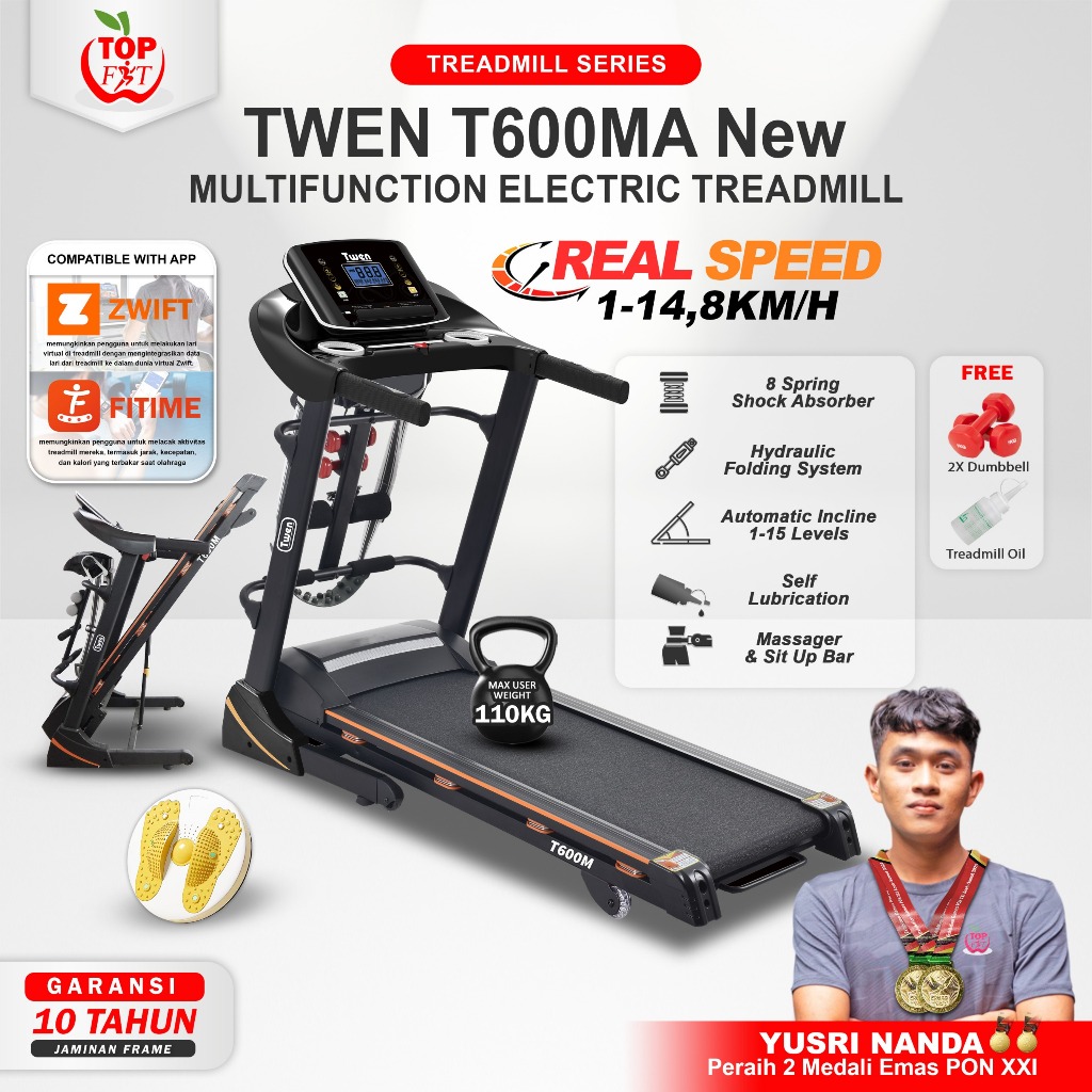 TWEN T600MA Treadmill Listrik Treadmill Portable Treadmill Multifungsi Treadmil Lipat Treadmill Elec