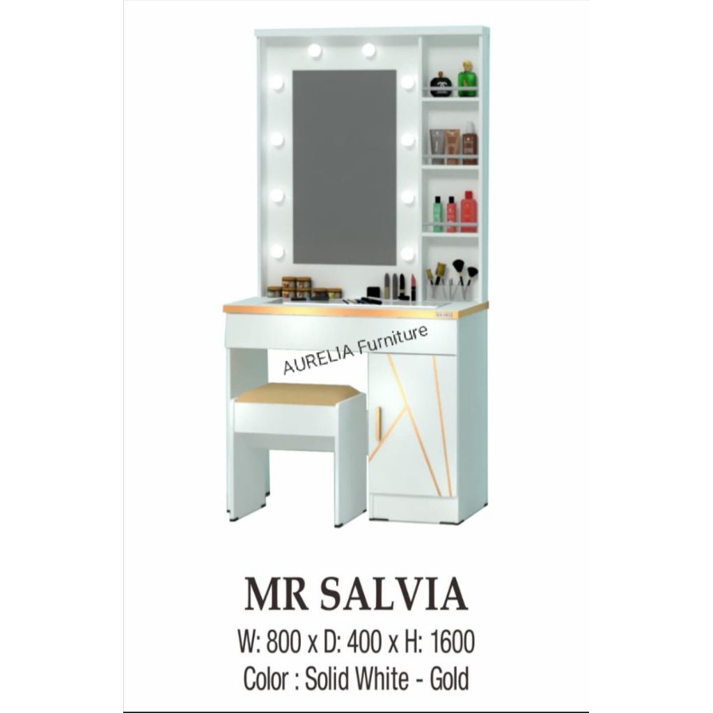 MEJA/LEMARI/RAK RIAS MR SALVIA + LAMPU