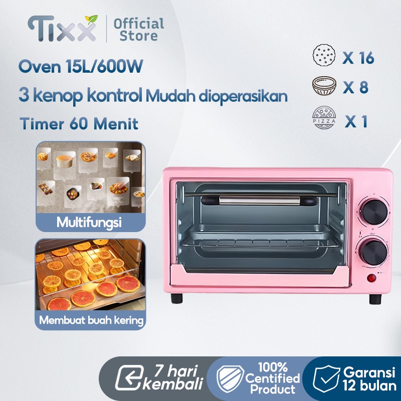 TIXX Oven Listrik Low Watt Jumbo 600W Kapasitas 15L/30L Pemanggang Roti Breakfast Maker Oven Serbagu