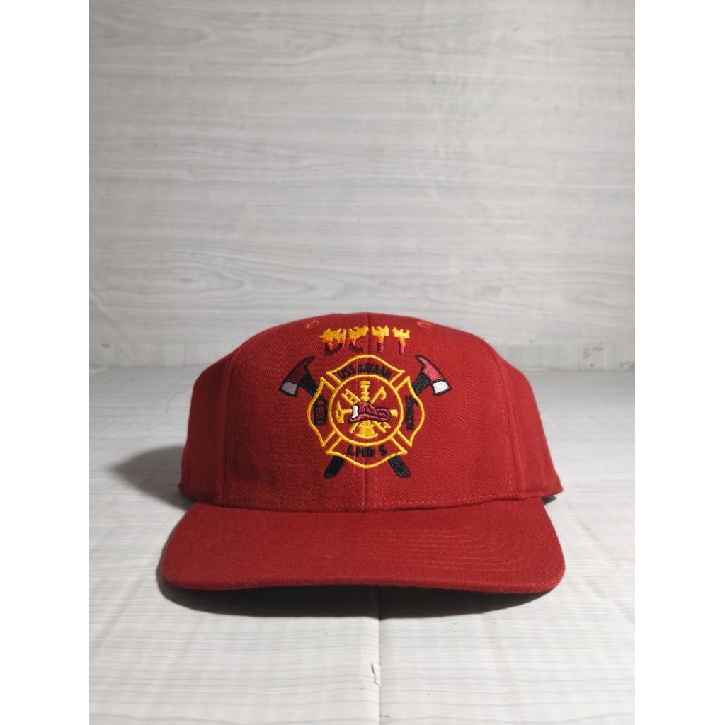 Topi vintage pemadam kebakaran acrylic wool