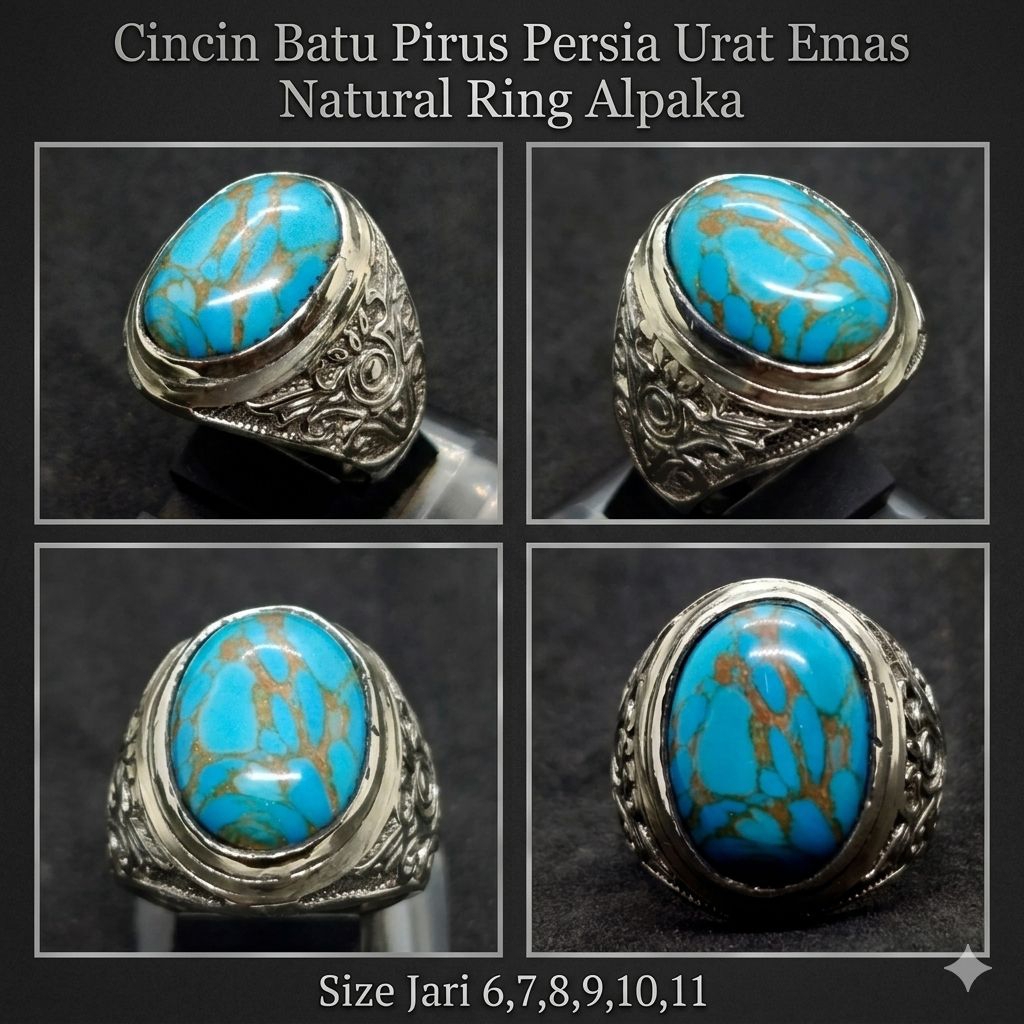CINCIN BATU PIRUS MESIR BIRU FANCY URAT EMAS