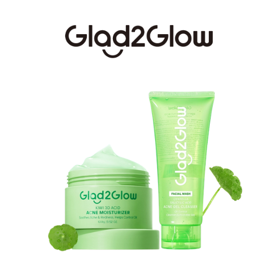 GLAD2GLOW paket bundling (Kiwi 3D acid mositurizer + Acne gel cleanser hijau)