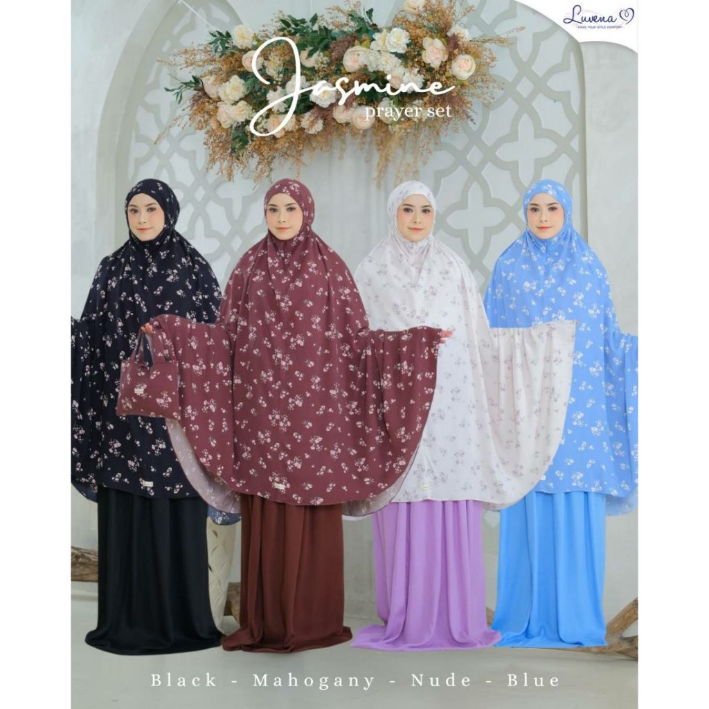 LUVENA - Mukena Rayon Jasmine Premium (Mukena Dewasa model 2in 1 Motif mini flower cantik Bahan Katu