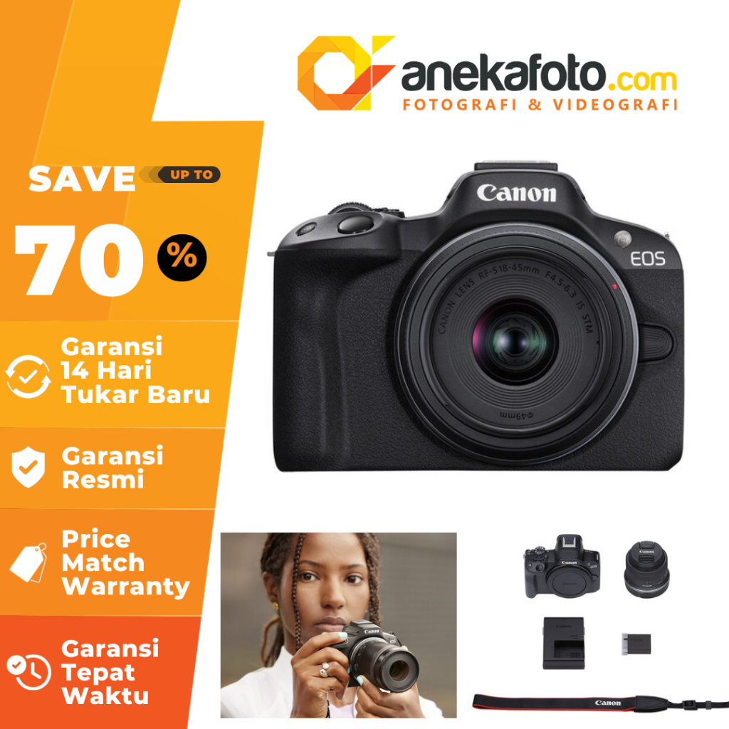 Camera Canon EOS R50 R 50 Kit 18-45mm Mirrorless Kamera EOS R50