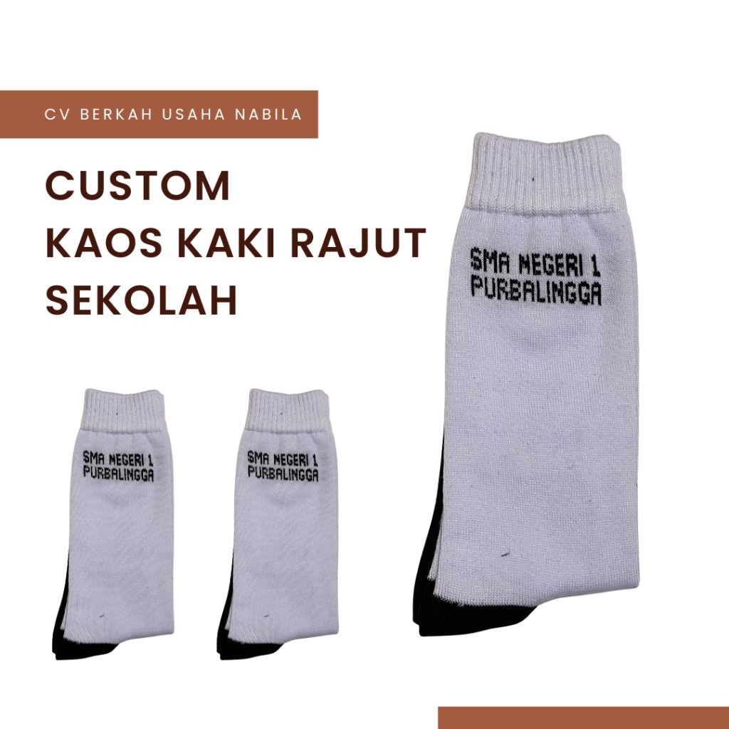KAOS KAKI CUSTOM LOGO SEKOLAH BORDIR RAJUT
