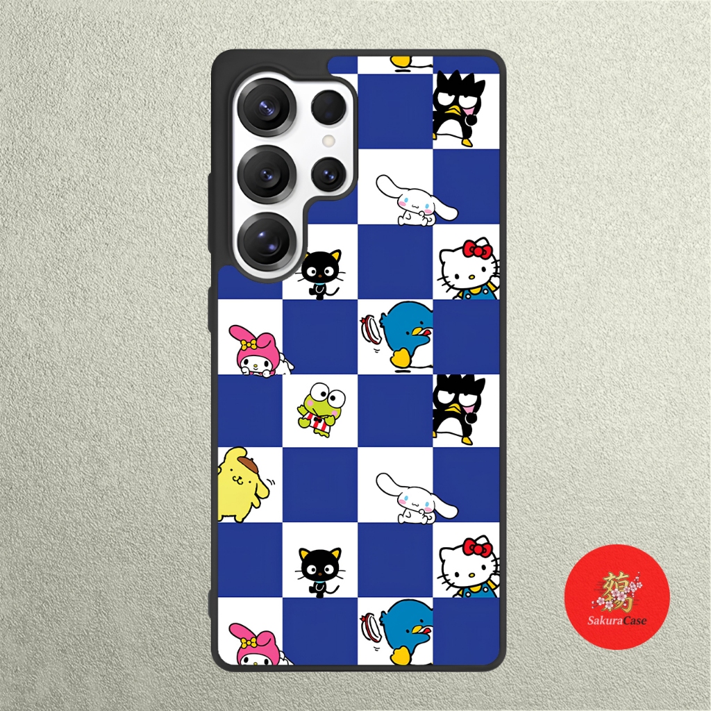 Case SAMSUNG A57 A56 A37 A36 A50 A50 A51 A52 A53 A54 A55 Rubber Softcase Kitty Sanrio Checkboard