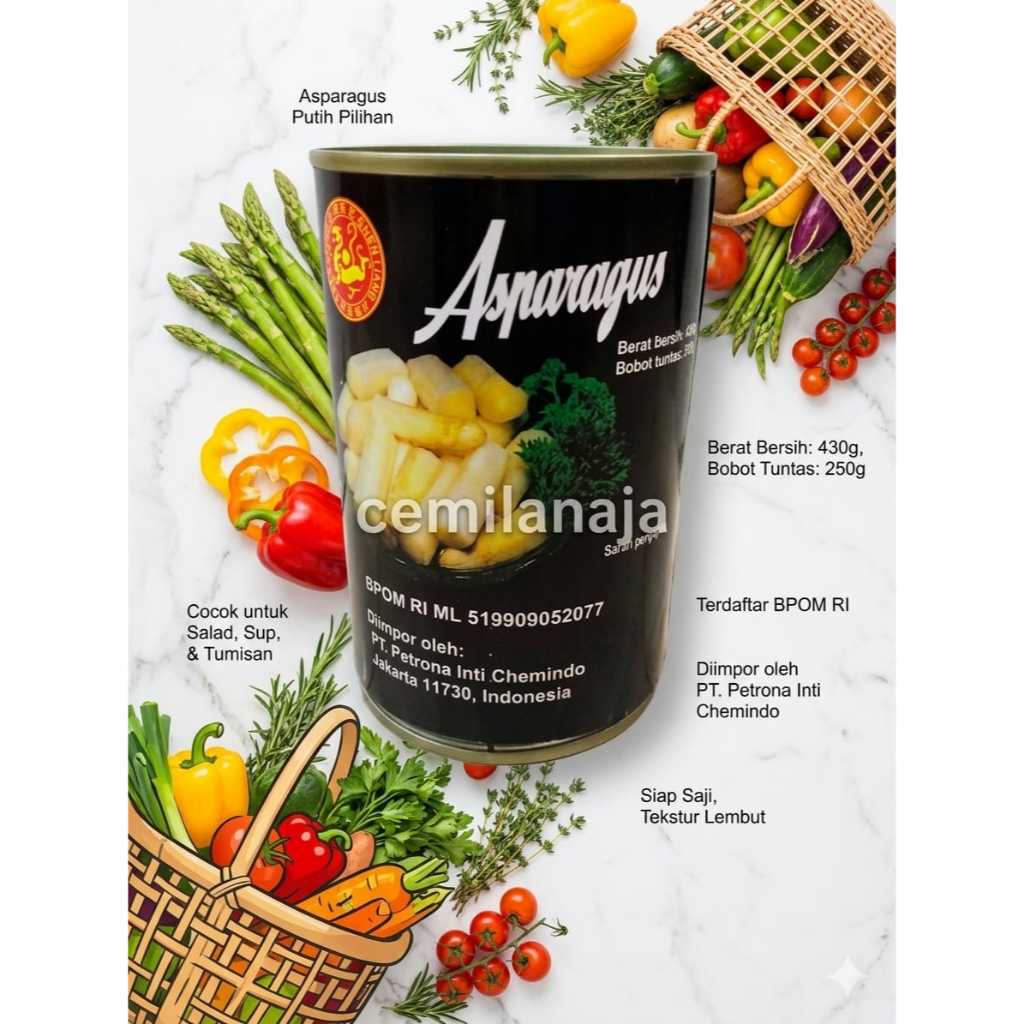 CHEN JIANG JI ASPARAGUS CUT KALENG 430 GRAM MAKANAN SEHAT SAYUR KALENG MAKANAN INSTAN ENAK MURAH