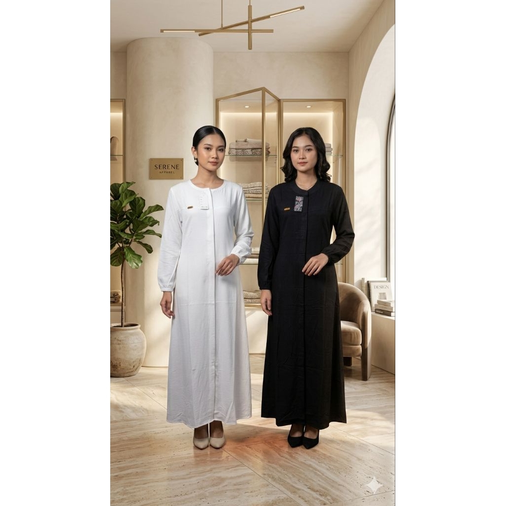 Long Dress Muslimah Minimalis - Gamis Polos Mewah Eksklusif - Gamis Premium Serene Apparel - Abaya C