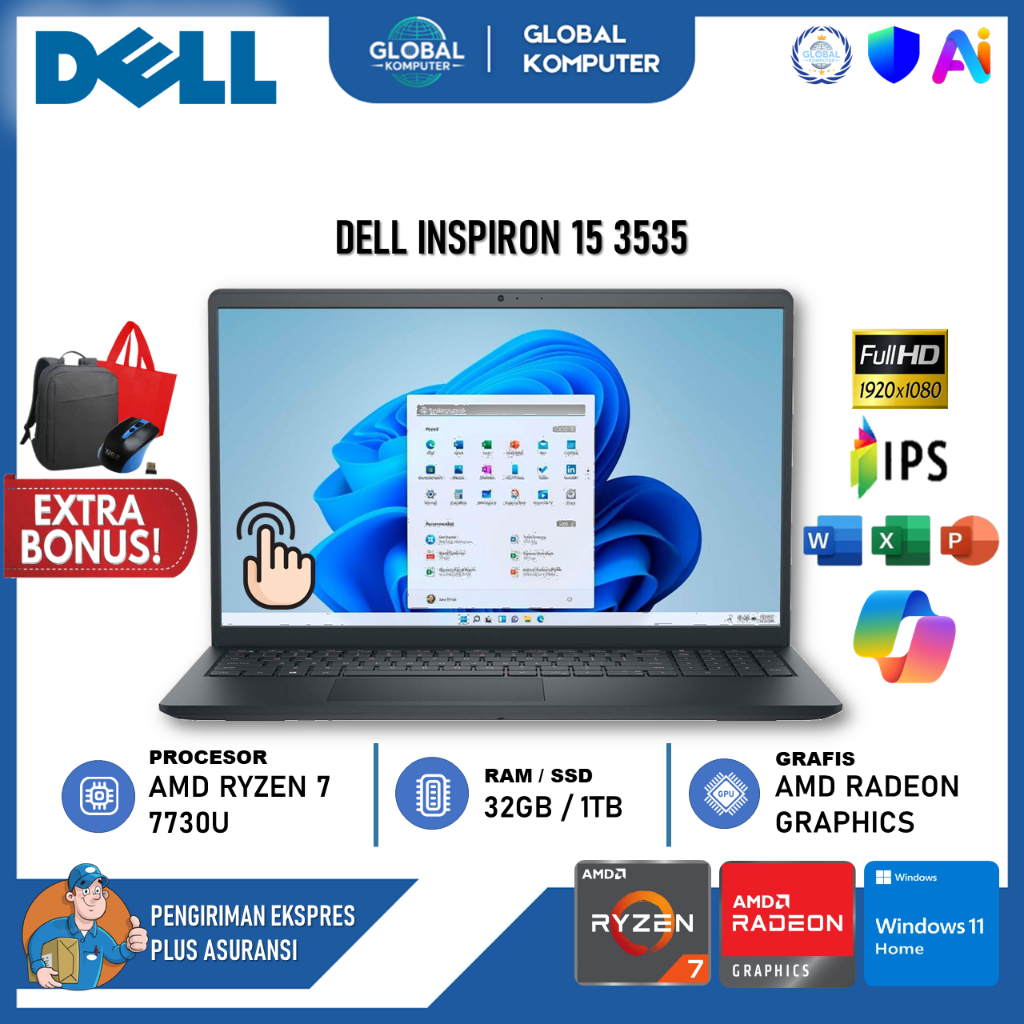 Laptop Dell Latitude 15 3535 Amd Ryzen 7 7730U 16GB 512GB 15.6 FHD IPS Touch Screen Windows 11