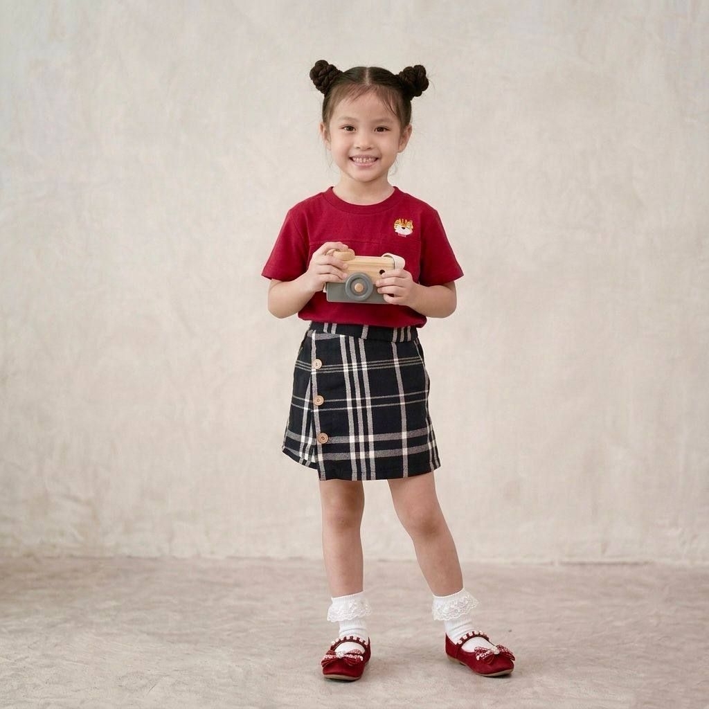 Rok Celana Pendek Anak Skort Korea Bahan Flanel Uniqlo Adem Model Kotak Usia 3 4 5 6 Tahun Bawahan S