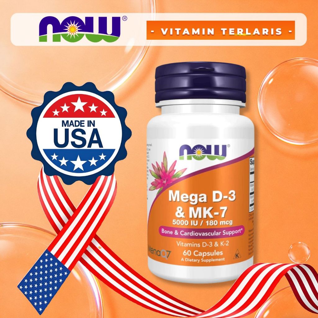 Foods Mega D-3 & MK-7 60 Vegetarian Capsul  Vitamin D3 5000 IU MK7 K-2 K2 Food
