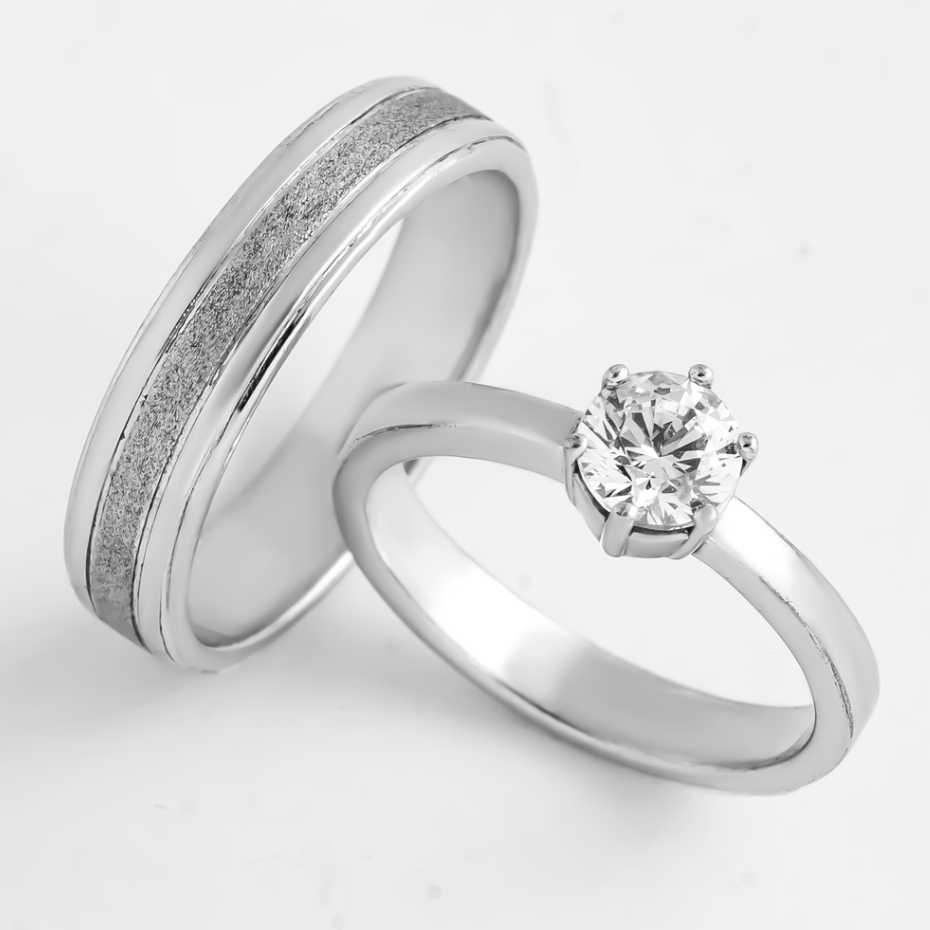 Kotagede Jewellery - Cincin Nikah Couple Silver, Palladium, Emas Putih Premium 3k - Anti Karat