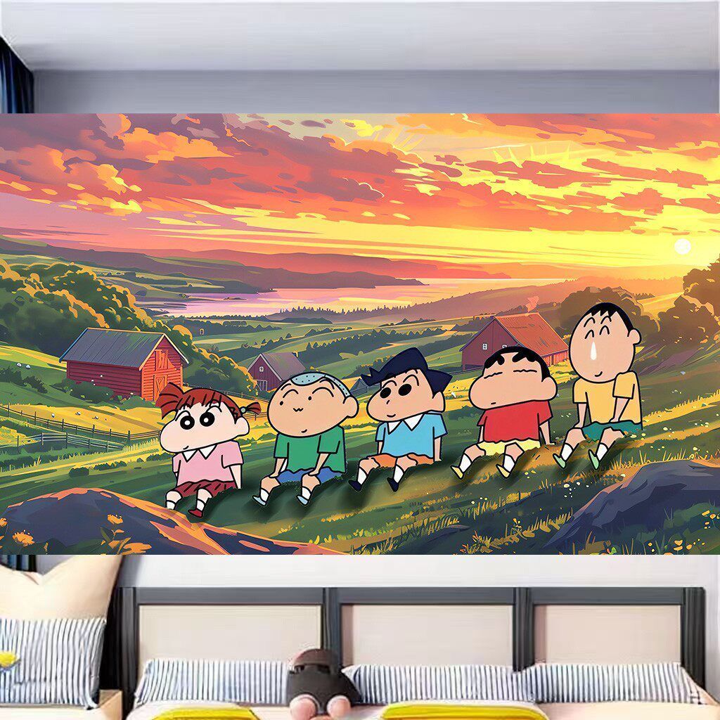 Hiasan Dinding Kain, Latar Belakang Wallpaper Penutup Dinding 3D Anime Crayon Shin-chan Baru untuk D