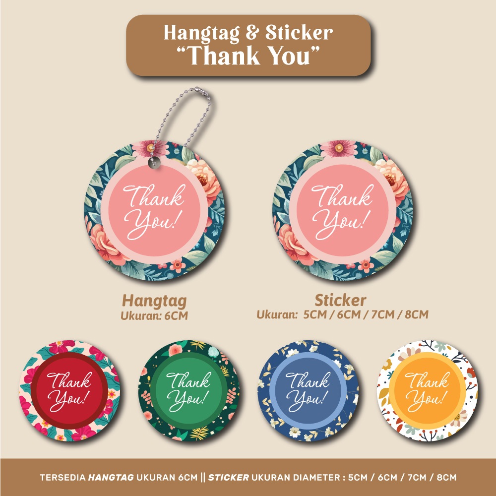 Hangtag dan Sticker Bulat Thank You / stiker thankyou / gift tag thank you / hang tag thank you