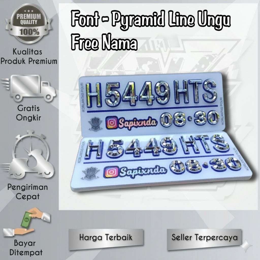 Plat Variasi Motor Timbul Baut tanam | Free Nama