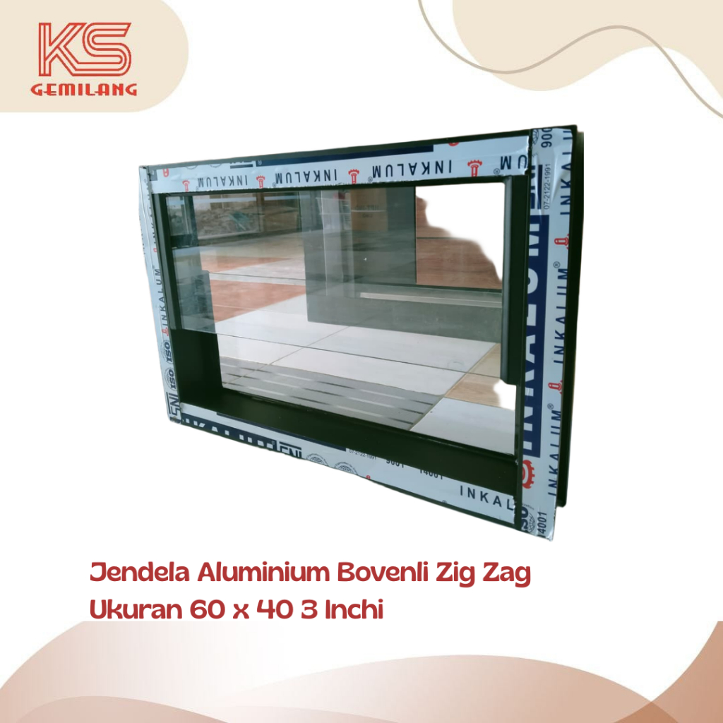Jendela Aluminium Bovenli Model Zig Zag Ukuran 40 x 60 Kaca