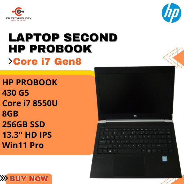 HP PROBOOK 430 G5 Core i7-8550U 8GB 256SSD 13.3" HD IPS Win11 Pro