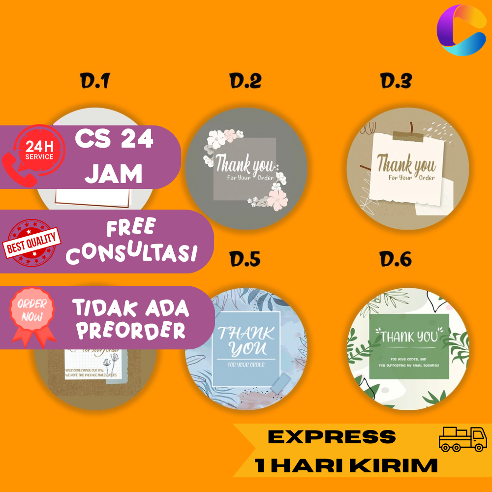 Stiker Ucapan Terimakasih Thank You Logo Olshop Brand Custom Bahan Chromo Bisa di Sobek