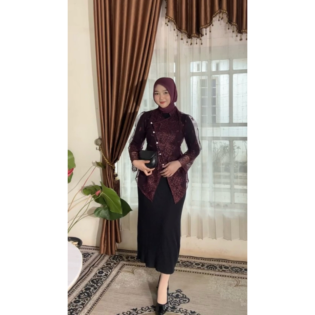 outer brokat kebaya janggan / outer tunik brokat modern / outer kebaya wisuda pesta