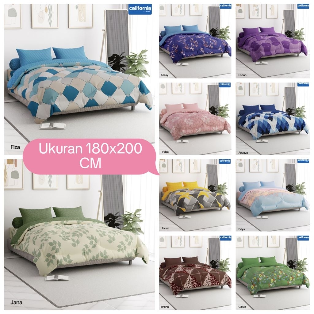 MURAH Bedcover Set CALIFORNIA King Flat BY MY LOVE Ukuran 180x200 cm Kain Selembut Sutra Kualitas Pr
