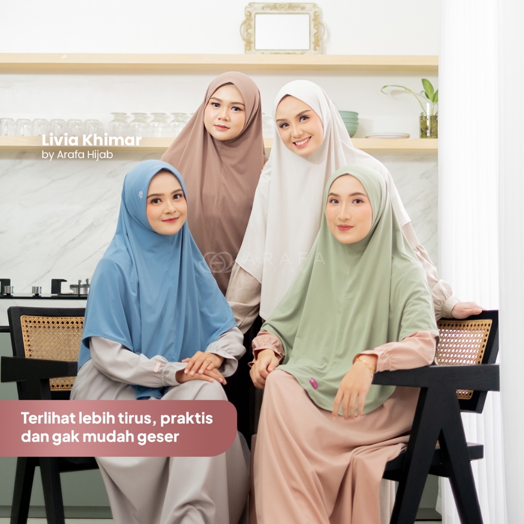 Arafa Hijab - Khimar Livia | Jilbab Instan Terbaru & Syari Non Pet | Jersey ITY Premium