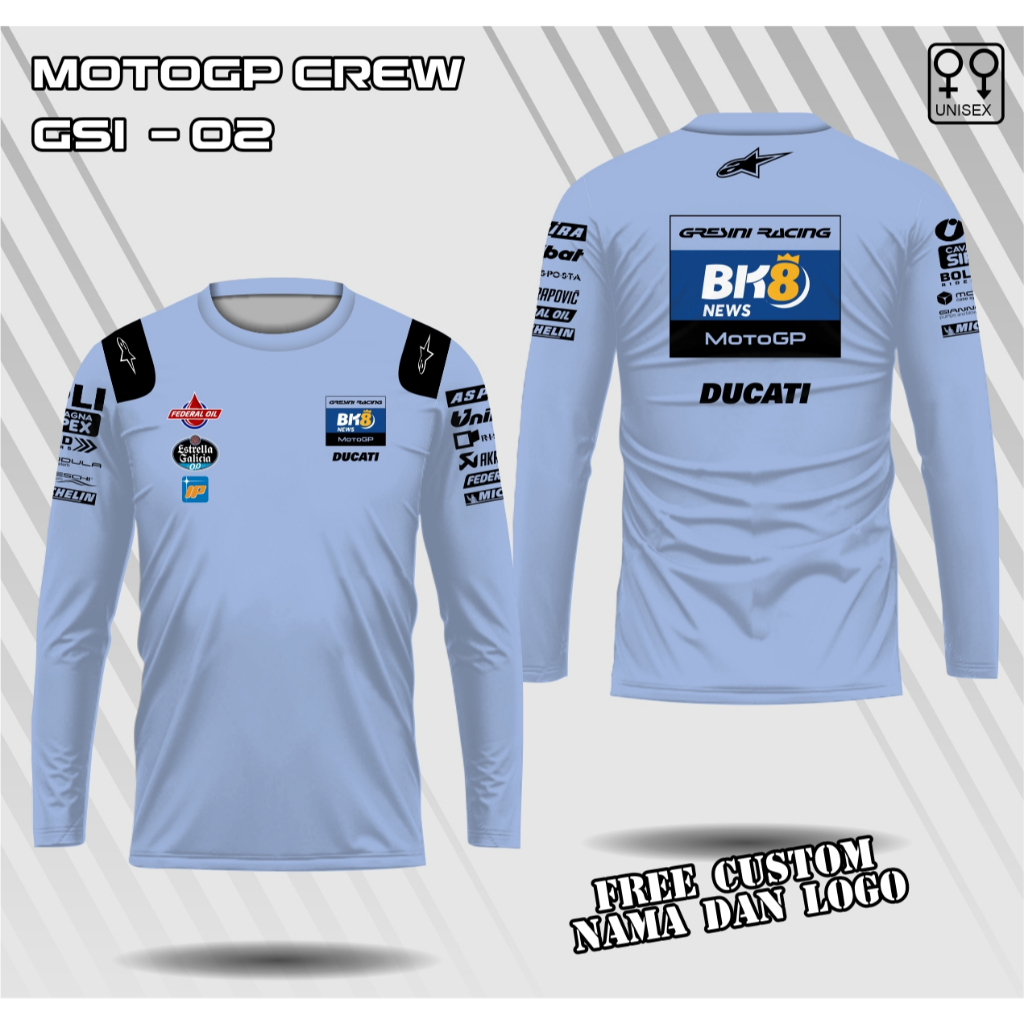 jersey motogp team ducati lengan panjang baju motogp gresini racing kaos team ducati