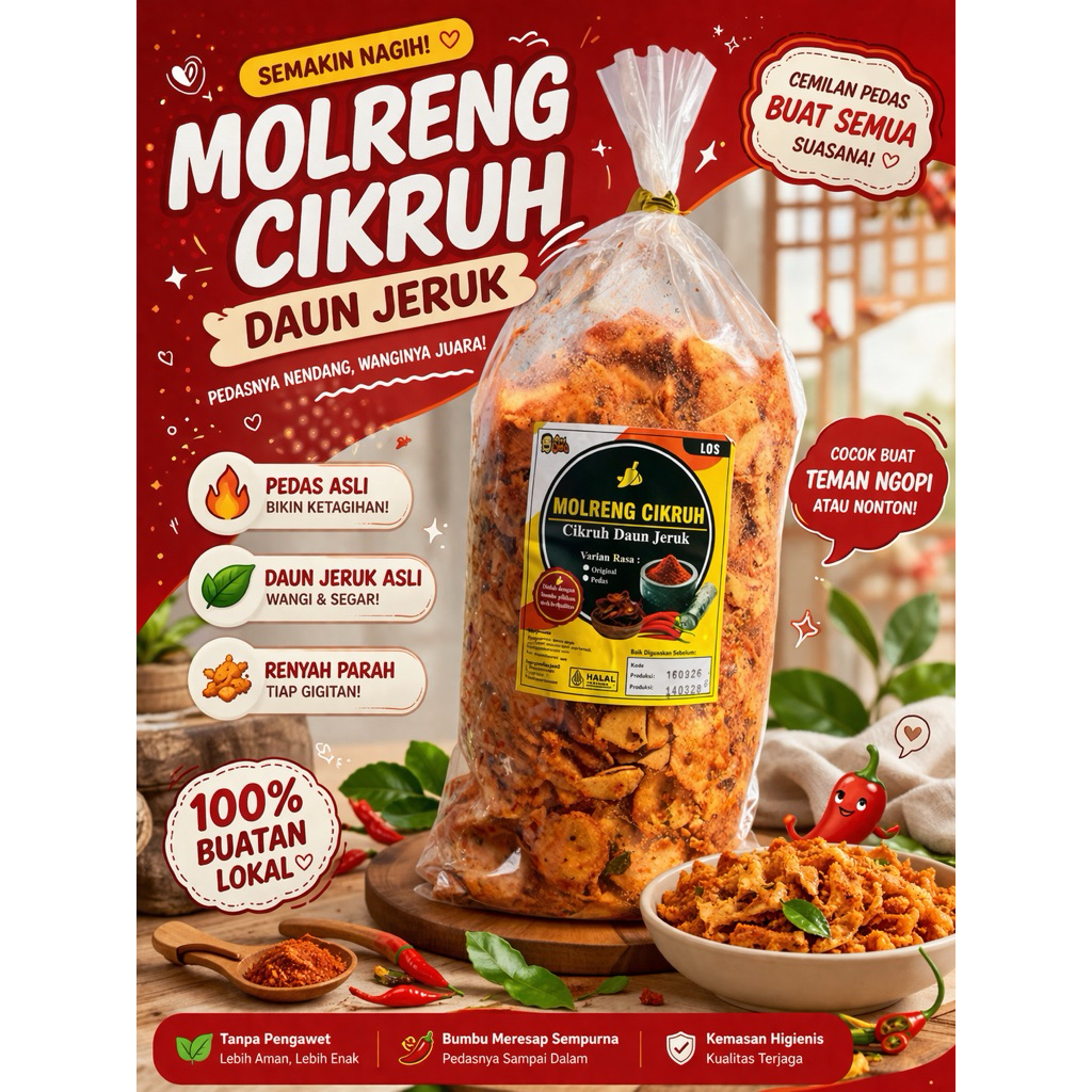 Molreng Pedas Daun Jeruk Kriuk bang bana 1,8kg
