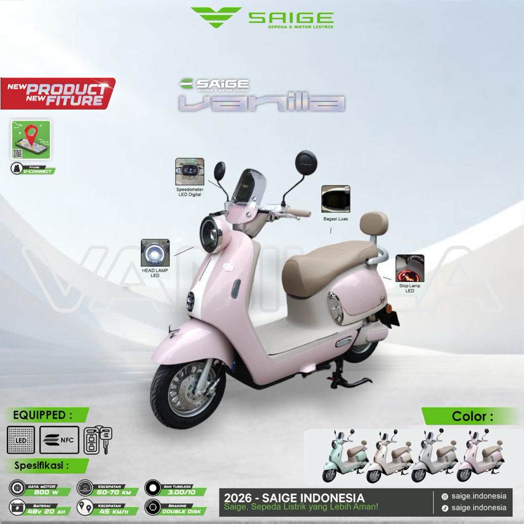 SEPEDA LISTRIK RODA 2 | SAIGE VANILLA NEW