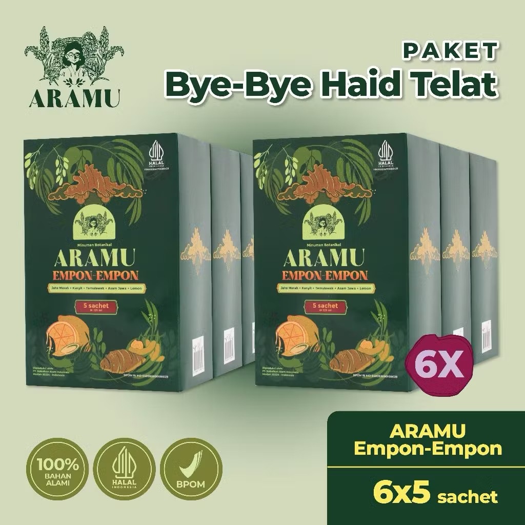 ARAMU Paket Haid Telat / PCOS 2 Minggu Empon Empon 30 Sachet