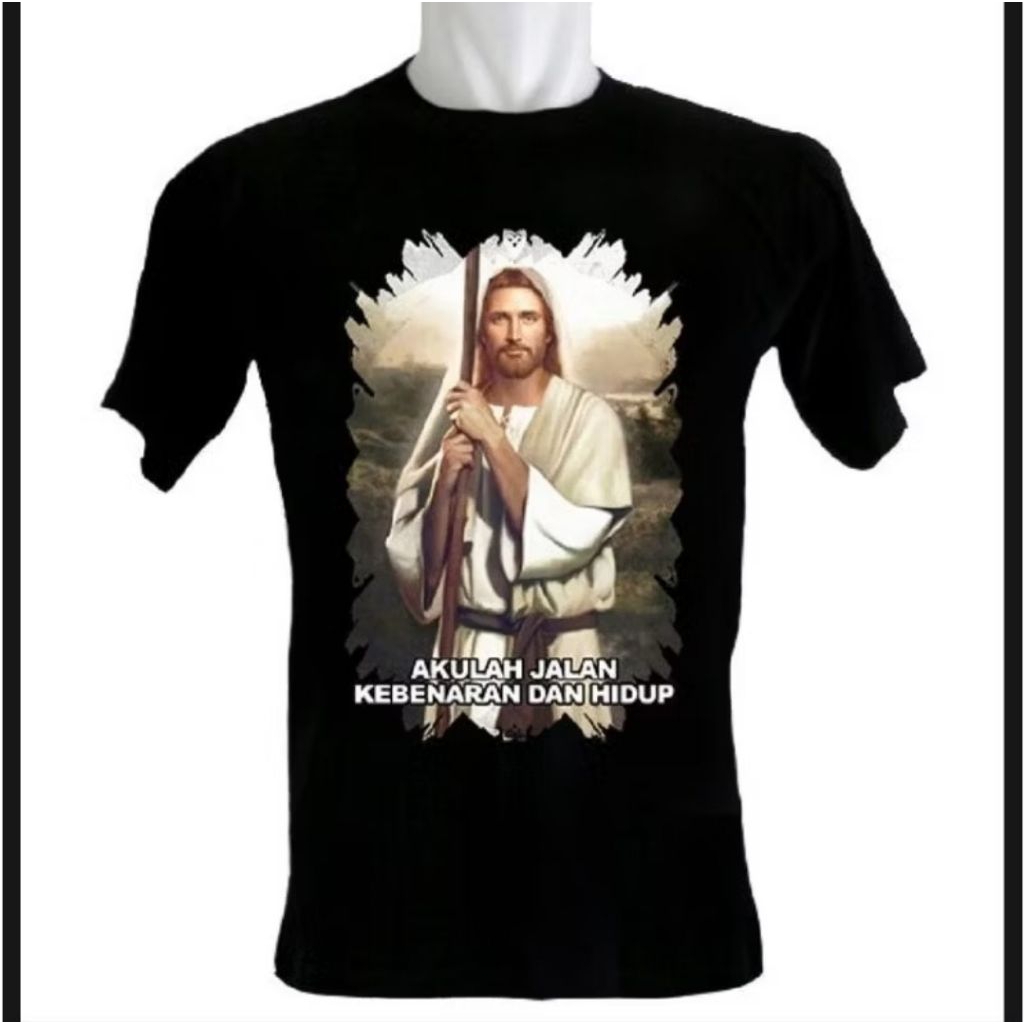 KAOS YESUS AKULAH JALAN KEBENARAN DAN HIDUP MOTIF FOTO YESUS