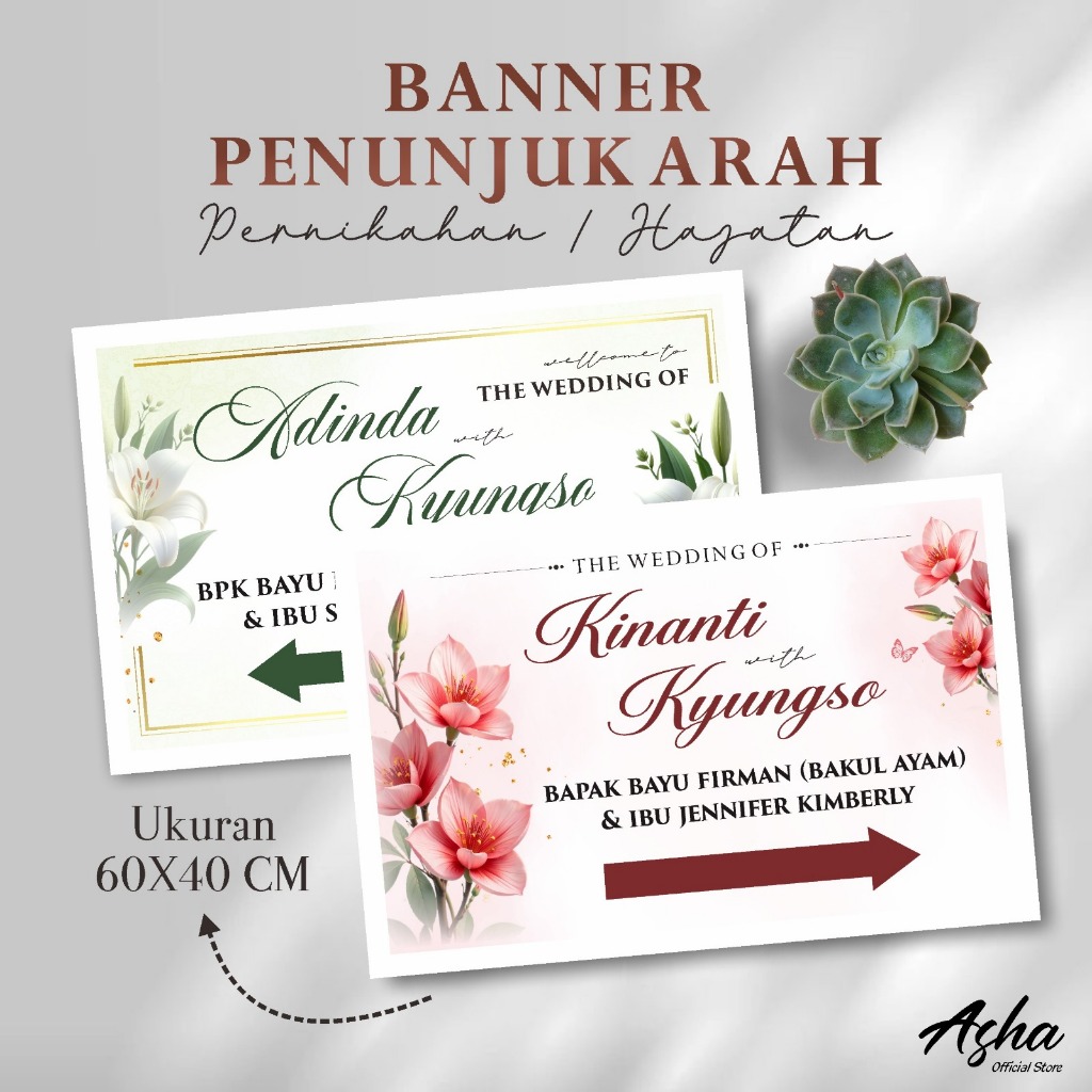 Cetak Banner Petunjuk Arah Hajatan Pernikahan Custom Banner Selamat Datang Ukuran 60 x 40 cm