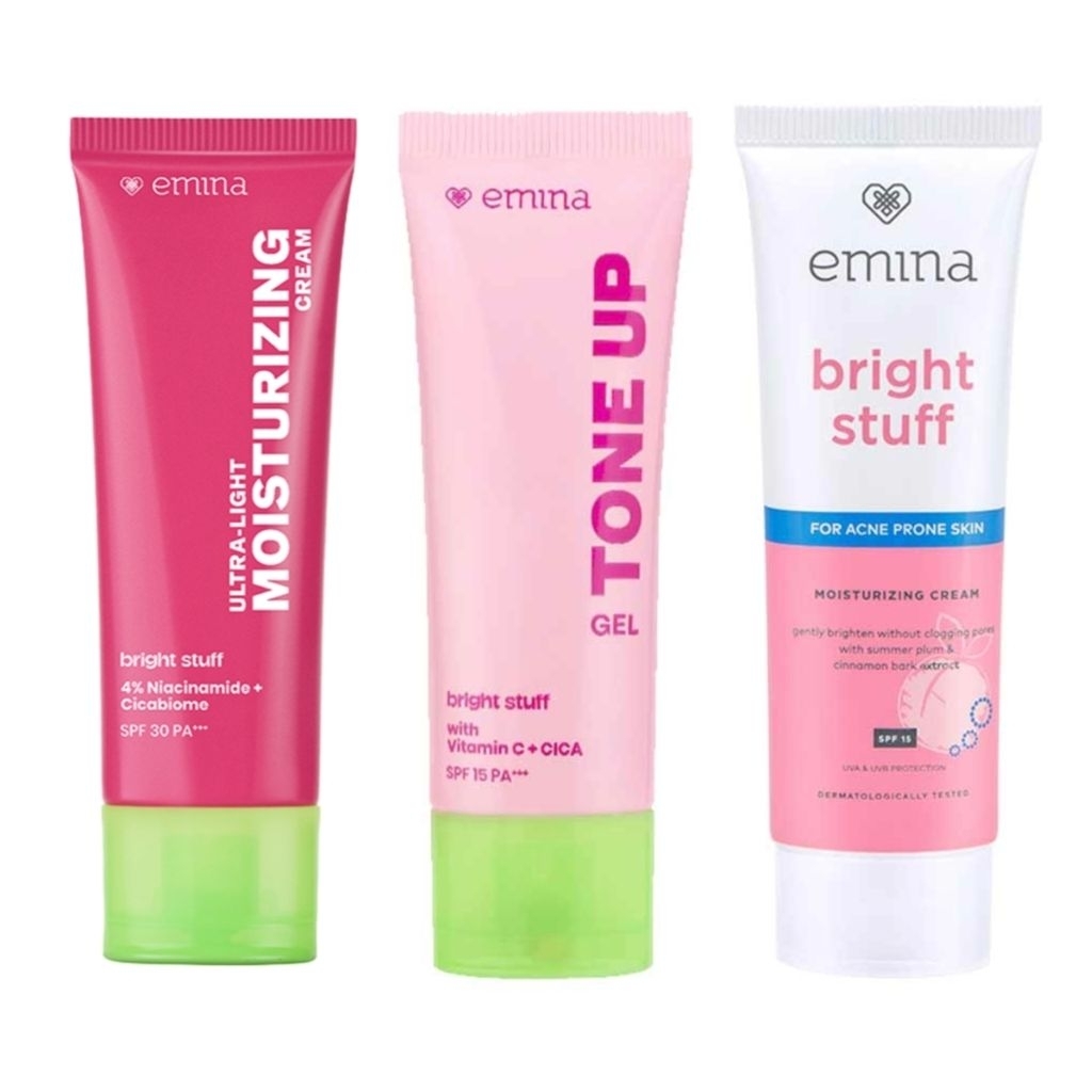 Emina seri Bright Stuff tone up cream pelembab acne
