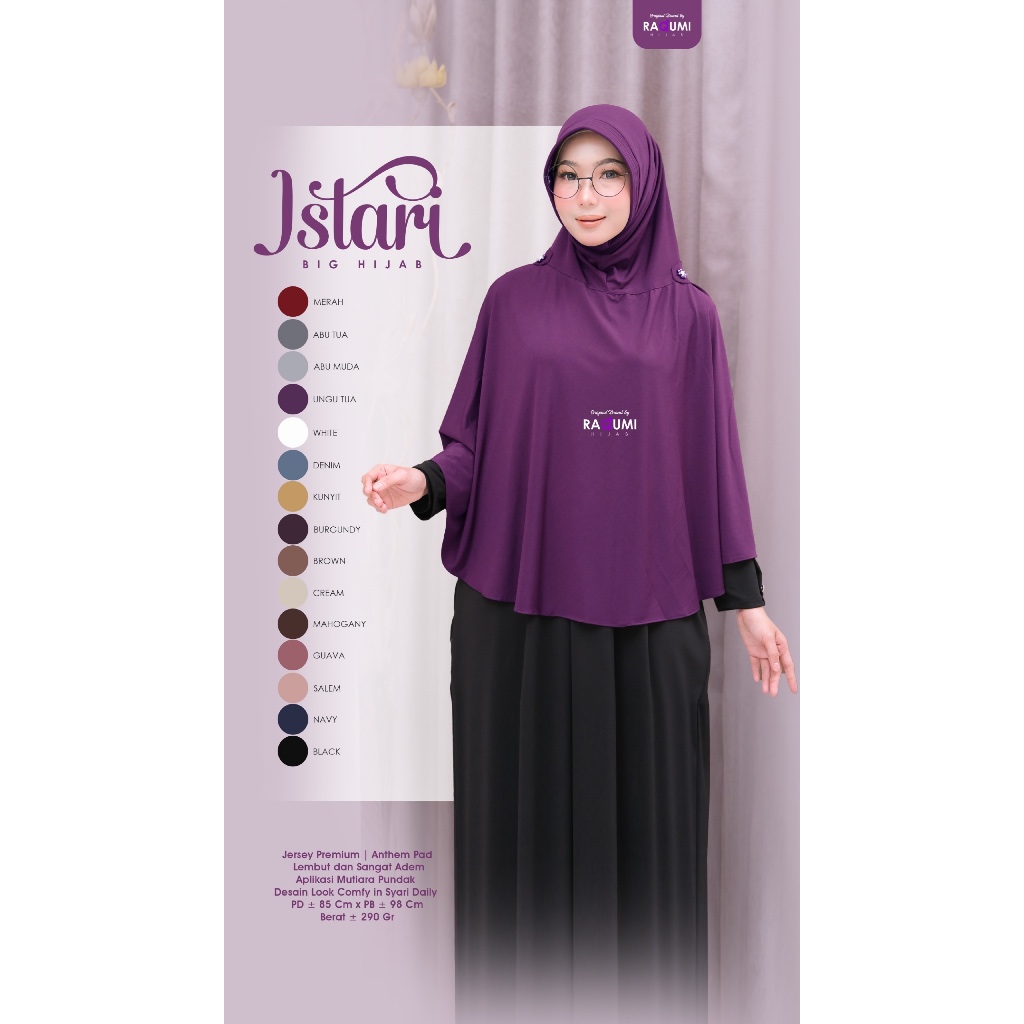 Jilbab Bergo Jumbo syar'i Jilbab Bergo Istary Big Hijab ori by Raqumi Hijab