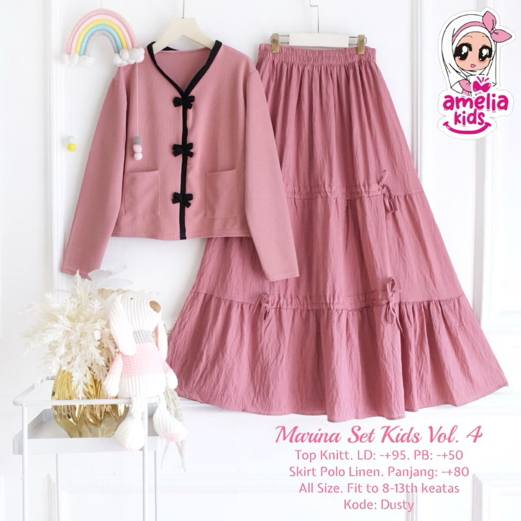 setelan milena rok pita anak remaja perempuan bahan knit usia 9-14tahun