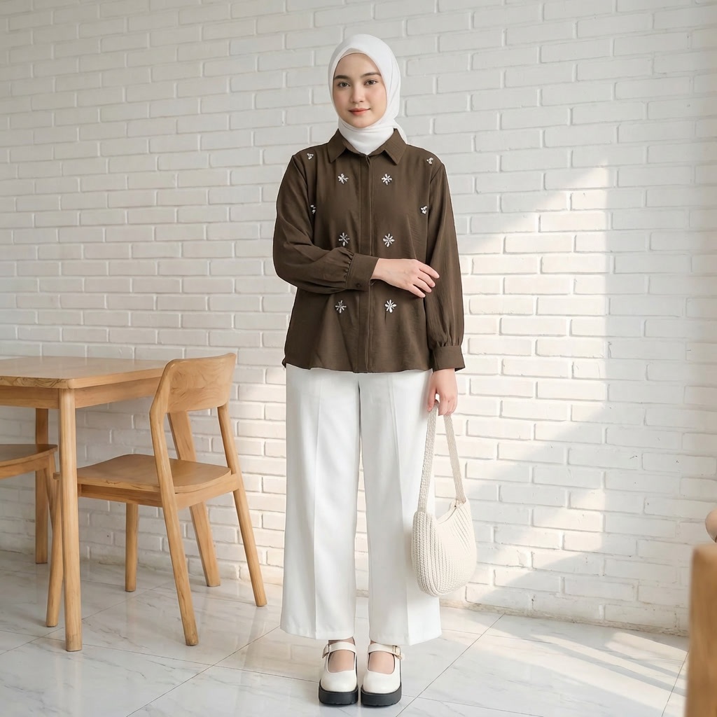 LGN - BAJU ATASAN WANITA KEMEJA CELIN CRINGKEL AIRFLOW PREMIUM MOTIF PAYET MUTIARA