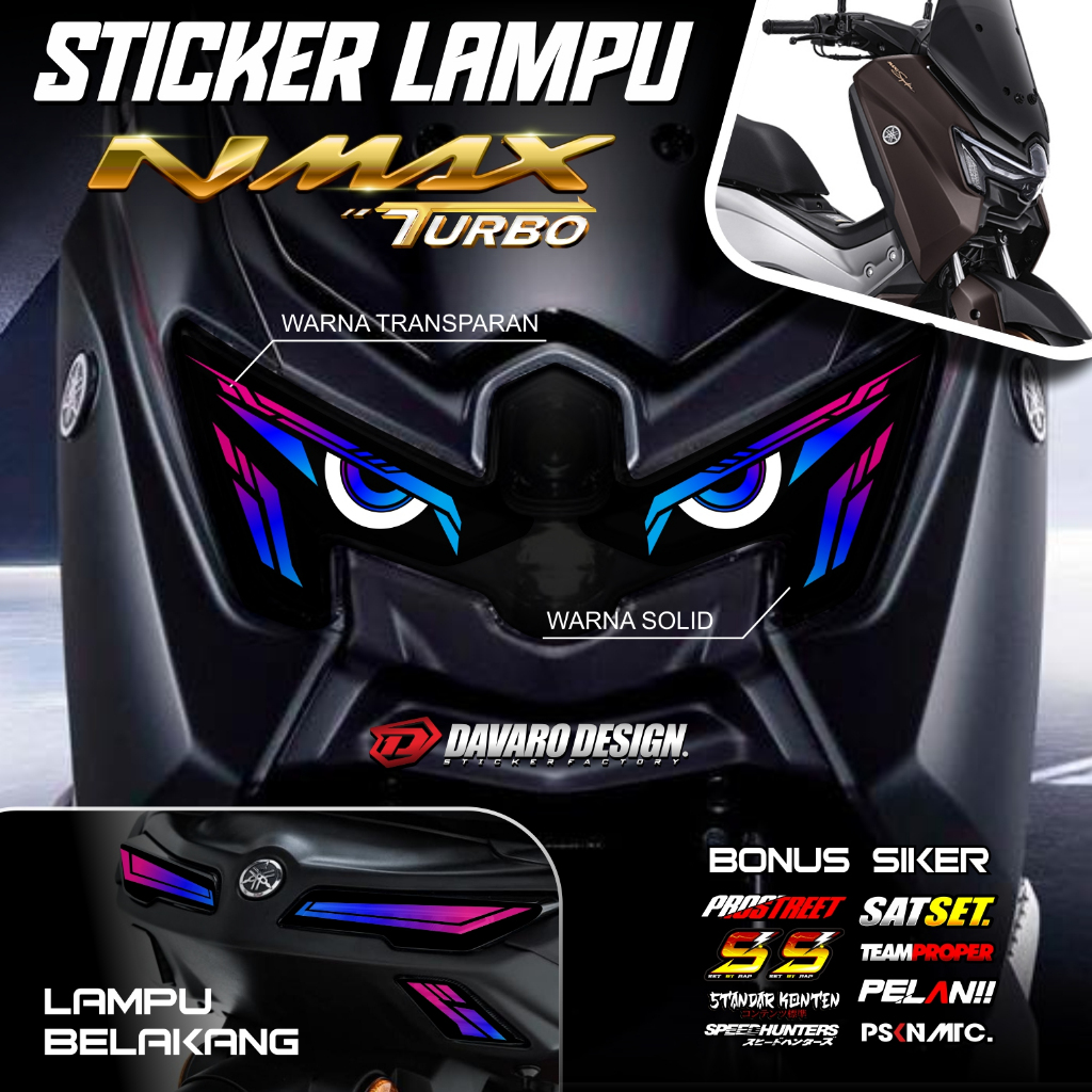 Stiker Lampu Alis NMAX TURBO 2024 2025 Transparan - Desain Premium, Presisi Rapi, Set Lengkap
