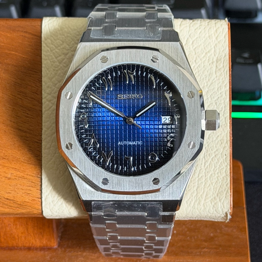 Jam Tangan Pria Seikoak Arabic Navy Blue NH35 Automatic Exclusive Built