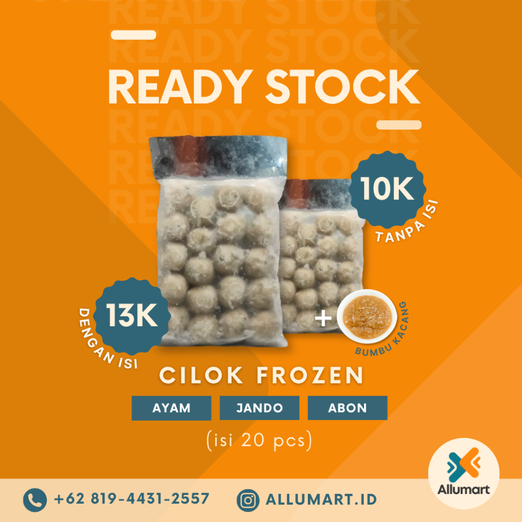 DAPUR AISYA Cilok Frozen Kenyal Isi Ayam Suwir & Jando Sapi (isi 20pcs) - Cilok Bumbu Kacang Spesial