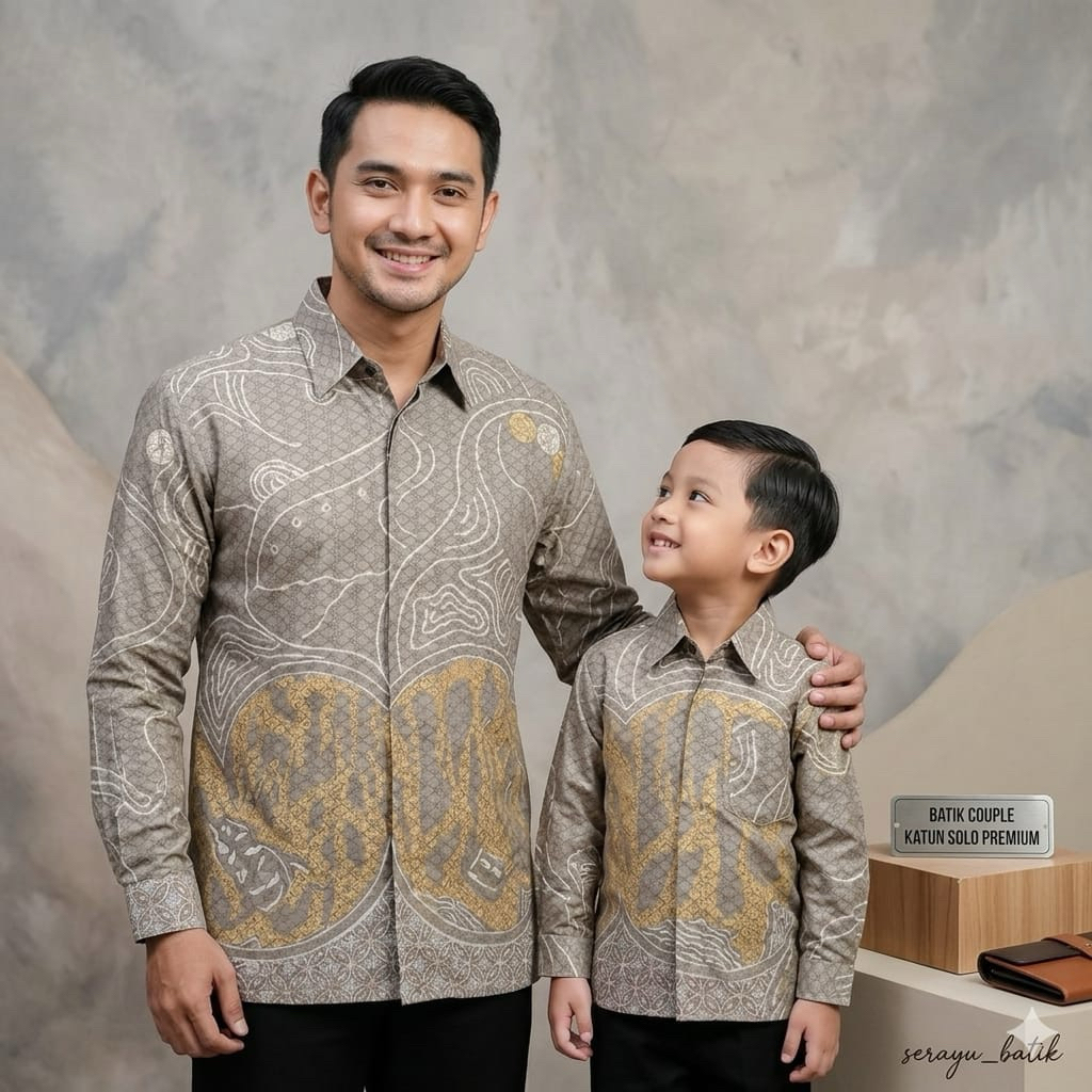 Batik Couple Ayah Dan Anak Motif Terbaru Warna Cream Batik Katun Solo Furing Ero Batik Pria Lengan P