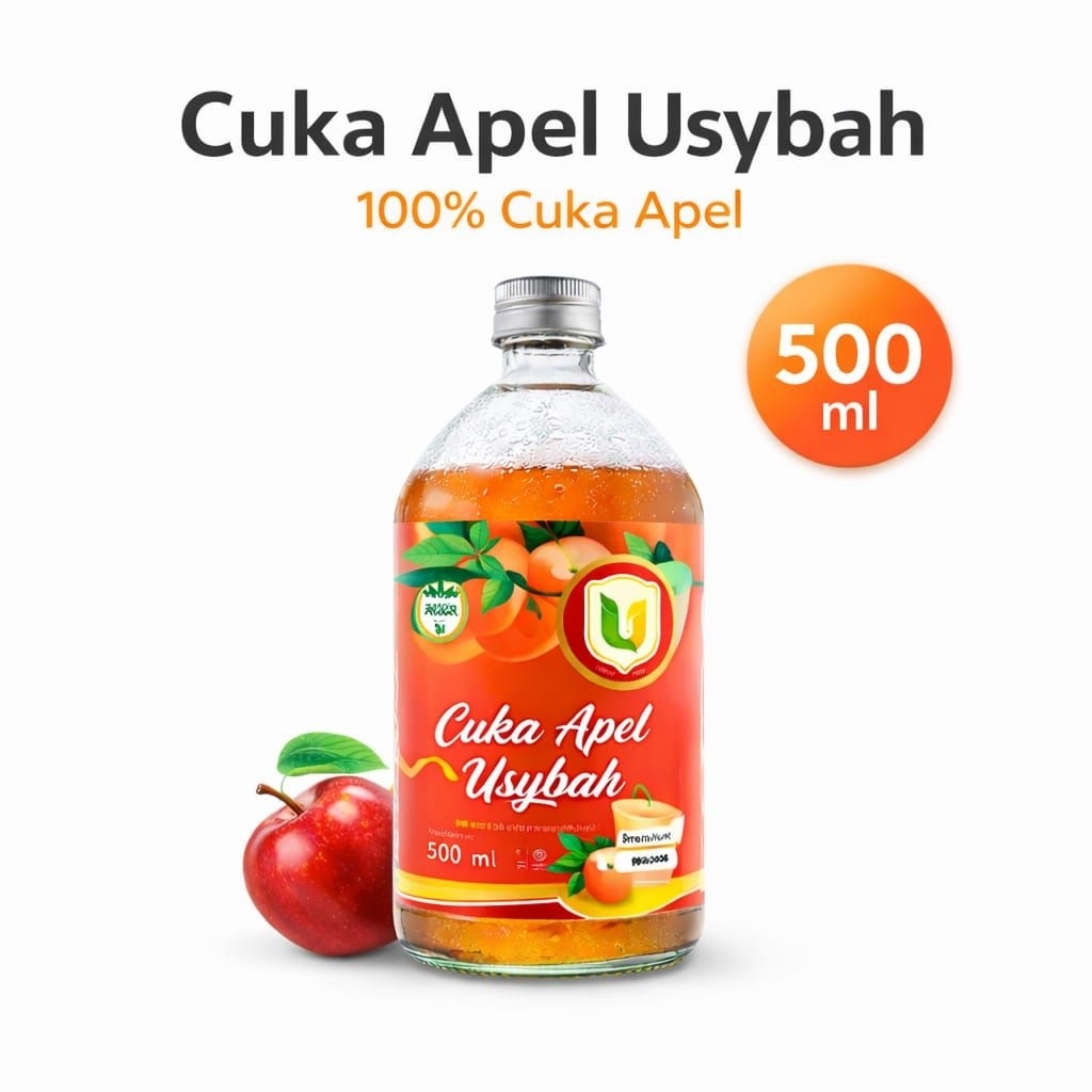 Cuka Apel Usybah 500ml | Apple Cider Vinegar | Minuman Fermentasi Apel | Original Berkualitas