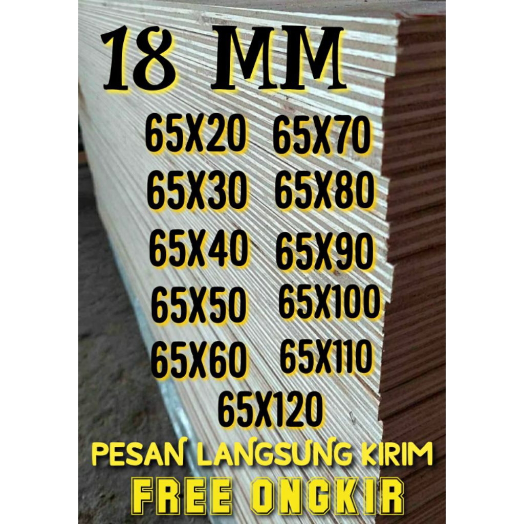 Triplek Potongan 18mm Lebar 65cm Panjang Custom