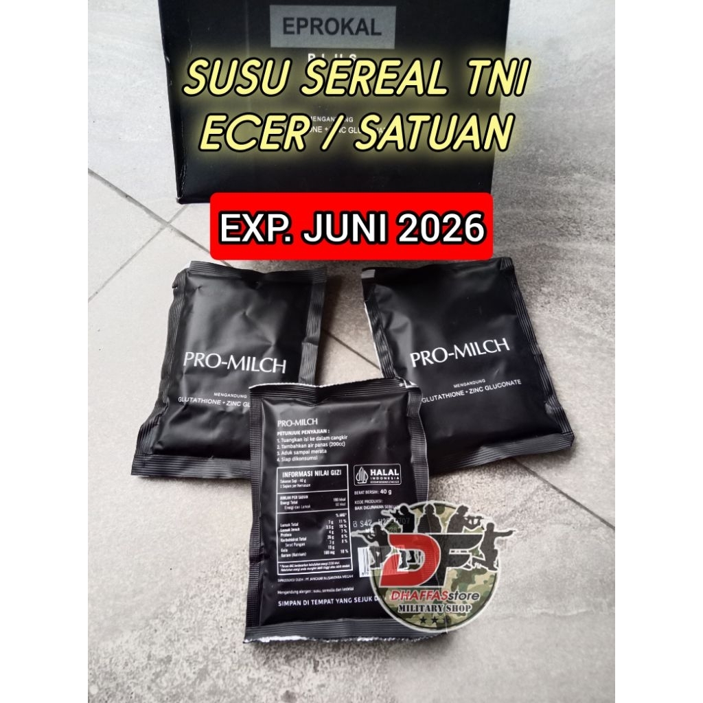 PROMO SUSU SEREAL PROMILCH ECERAN 1 PCS SUSU SEREAL TNI. RANSUM SUSU SEREAL PROMILCH JATAH TNI EXP J