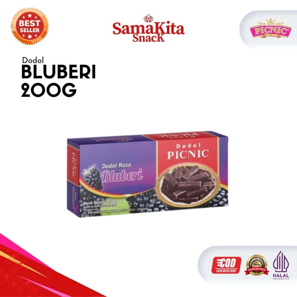 Dodol Garut Asli Picnic Original Rasa Bluberi 200g / Dodol Picnic / Dodol Buah