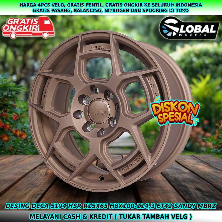 Velg racing R15 velg mobil Kijang LGX| Veloz| Avanza| Livina| Accent| dll velg hsr desing deca R15