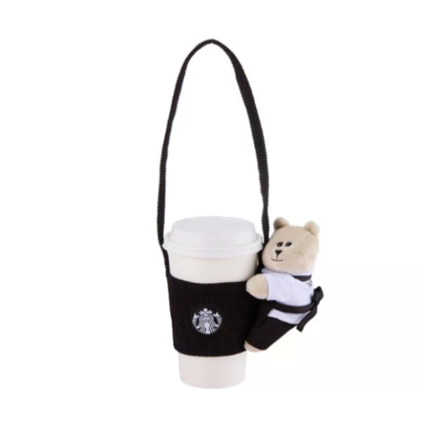Cup Bag Starbucks Hug Black Apron Bear Single | Tas Minuman Cup Kopi | Tas Selempang Starbucks HItam