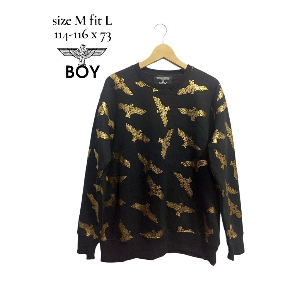 crewneck sweatshirt boy london aop hitam gold sz M fit L