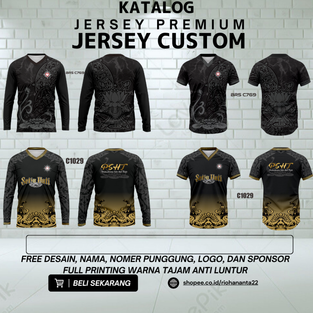 Kaos PSHT Lengan pendek lengan panjang /Jersey psht  /JERSEY PREMIUM FREE CUSTOM DESAIN SESUKAMU