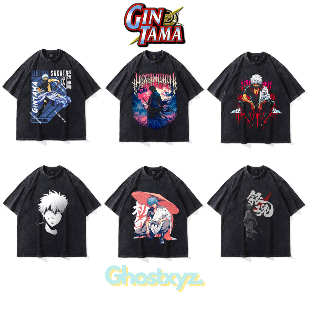 Ghostxyz T-Shirt Gintama Wash Oversize Vintage Tee Baju Kaos