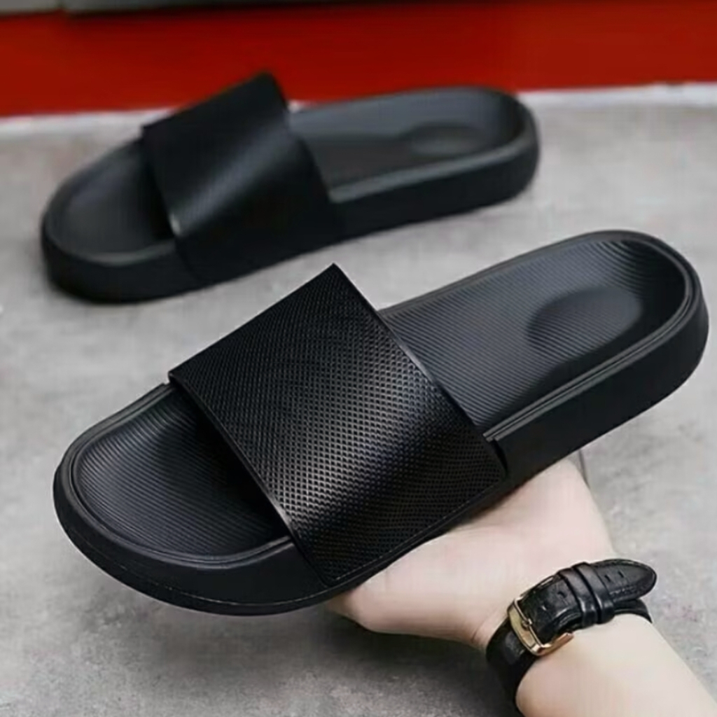 Sandal Slide Pria Wanita Sandal Slop Polos Upper Bahan Full Karet Size 39-43