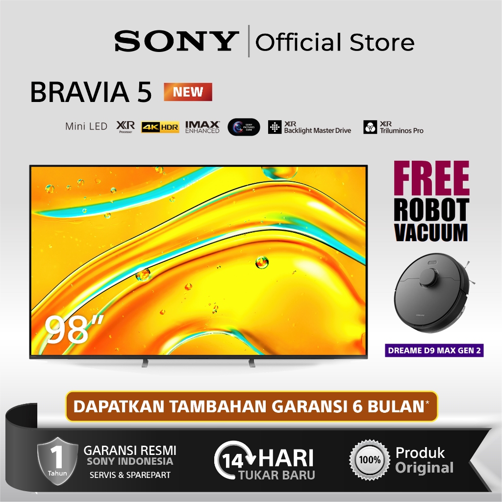 SONY BRAVIA 5 98" K-98XR50 Smart TV 98 Inch 4K HDR Google TV